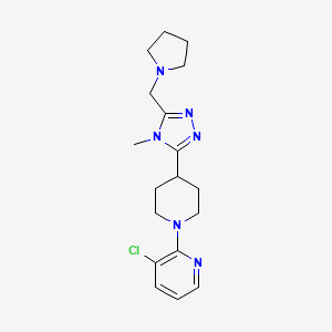 molecular formula C18H25ClN6 B5531578 3-chloro-2-{4-[4-methyl-5-(pyrrolidin-1-ylmethyl)-4H-1,2,4-triazol-3-yl]piperidin-1-yl}pyridine 