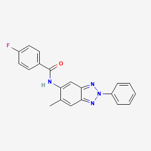 molecular formula C20H15FN4O B5531687 4-fluoro-N-(6-methyl-2-phenyl-2H-benzotriazol-5-yl)benzamide 