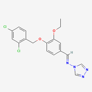 molecular formula C18H16Cl2N4O2 B5531762 (E)-1-[4-[(2,4-dichlorophenyl)methoxy]-3-ethoxyphenyl]-N-(1,2,4-triazol-4-yl)methanimine 