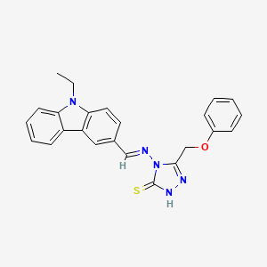 molecular formula C24H21N5OS B5531774 4-{[(E)-(9-ethyl-9H-carbazol-3-yl)methylidene]amino}-5-(phenoxymethyl)-4H-1,2,4-triazole-3-thiol 