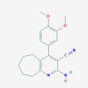 molecular formula C19H21N3O2 B5531890 2-AMINO-4-(3,4-DIMETHOXYPHENYL)-6,7,8,9-TETRAHYDRO-5H-CYCLOHEPTA[B]PYRIDIN-3-YL CYANIDE 