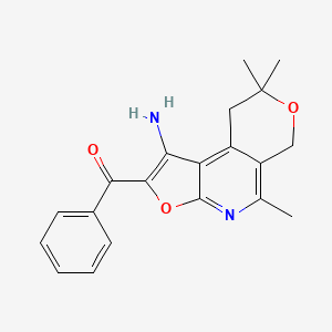 molecular formula C20H20N2O3 B5531906 Methanone, (1-amino-8,9-dihydro-5,8,8-trimethyl-6H-furo(2,3-b)pyrano(4,3-d)pyridin-2-yl)phenyl- CAS No. 172985-15-8