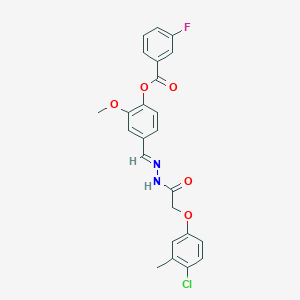 molecular formula C24H20ClFN2O5 B5531940 [4-[(E)-[[2-(4-chloro-3-methylphenoxy)acetyl]hydrazinylidene]methyl]-2-methoxyphenyl] 3-fluorobenzoate 