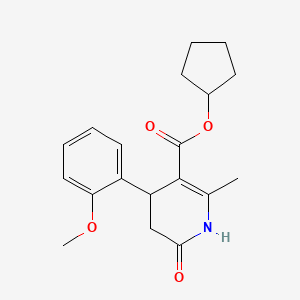 molecular formula C19H23NO4 B5531944 Cyclopentyl 4-(2-methoxyphenyl)-2-methyl-6-oxo-1,4,5,6-tetrahydropyridine-3-carboxylate 