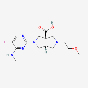 molecular formula C15H22FN5O3 B5532070 (3aR*,6aR*)-2-[5-fluoro-4-(methylamino)-2-pyrimidinyl]-5-(2-methoxyethyl)hexahydropyrrolo[3,4-c]pyrrole-3a(1H)-carboxylic acid 