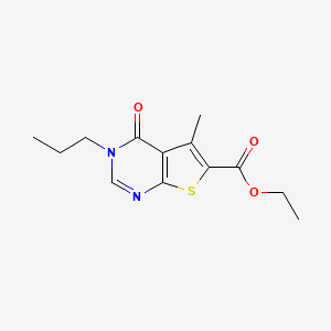 molecular formula C13H16N2O3S B5532094 Ethyl 5-methyl-4-oxo-3-propylthieno[2,3-d]pyrimidine-6-carboxylate 