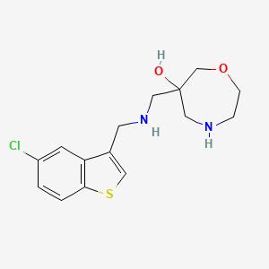 molecular formula C15H19ClN2O2S B5532108 6-({[(5-chloro-1-benzothien-3-yl)methyl]amino}methyl)-1,4-oxazepan-6-ol dihydrochloride 