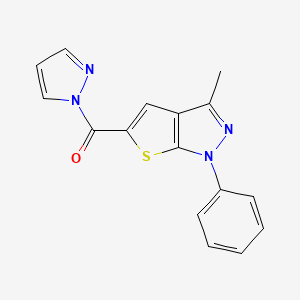 molecular formula C16H12N4OS B5532141 (3-Methyl-1-phenylthieno[2,3-c]pyrazol-5-yl)-pyrazol-1-ylmethanone CAS No. 5248-70-4