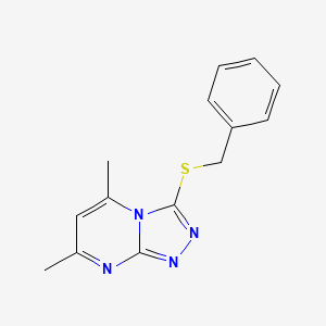 molecular formula C14H14N4S B5532147 3-(Benzylsulfanyl)-5,7-dimethyl[1,2,4]triazolo[4,3-a]pyrimidine 