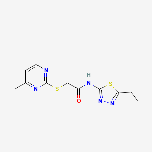 molecular formula C12H15N5OS2 B5532248 2-[(4,6-dimethylpyrimidin-2-yl)sulfanyl]-N-(5-ethyl-1,3,4-thiadiazol-2-yl)acetamide 