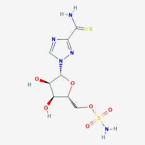 molecular formula C8H13N5O6S2 B055323 1-(5'-O-Sulfamoyl-beta-ribofuranosyl)(1,2,4)triazole-3-thiocarboxamide CAS No. 123124-29-8