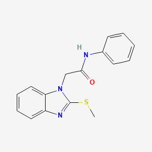 molecular formula C16H15N3OS B5532301 2-[2-(METHYLSULFANYL)-1H-1,3-BENZODIAZOL-1-YL]-N-PHENYLACETAMIDE 