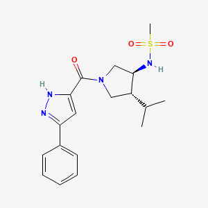 molecular formula C18H24N4O3S B5532444 N-[(3S,4R)-1-(3-phenyl-1H-pyrazole-5-carbonyl)-4-propan-2-ylpyrrolidin-3-yl]methanesulfonamide 