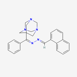 molecular formula C25H25N5 B5532476 (E)-N-[(E)-naphthalen-1-ylmethylideneamino]-1-phenyl-1-(1,3,5-triazatricyclo[3.3.1.13,7]decan-7-yl)methanimine 