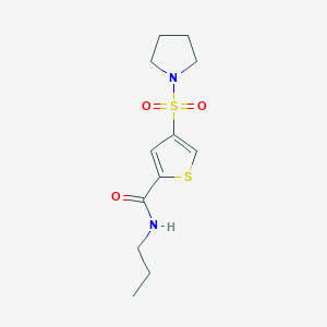 molecular formula C12H18N2O3S2 B5532516 N-propyl-4-(1-pyrrolidinylsulfonyl)-2-thiophenecarboxamide 