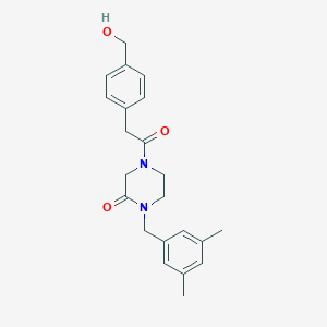 molecular formula C22H26N2O3 B5532561 1-(3,5-dimethylbenzyl)-4-{[4-(hydroxymethyl)phenyl]acetyl}-2-piperazinone 