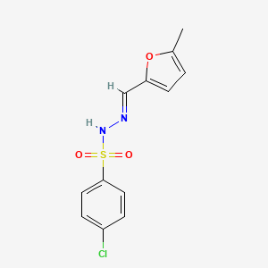 molecular formula C12H11ClN2O3S B5532597 4-chloro-N-[(E)-(5-methylfuran-2-yl)methylideneamino]benzenesulfonamide 