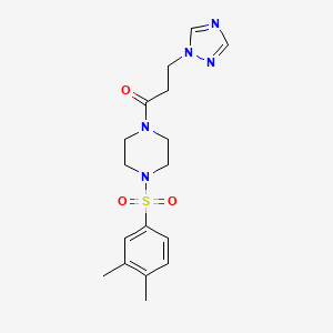 molecular formula C17H23N5O3S B5532625 1-[4-(3,4-Dimethyl-benzenesulfonyl)-piperazin-1-yl]-3-[1,2,4]triazol-1-yl-propan-1-one 
