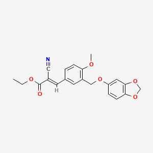 molecular formula C21H19NO6 B5532713 ETHYL (E)-3-{3-[(1,3-BENZODIOXOL-5-YLOXY)METHYL]-4-METHOXYPHENYL}-2-CYANO-2-PROPENOATE 