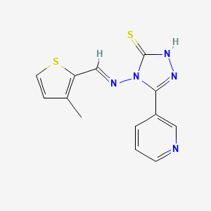molecular formula C13H11N5S2 B5532754 4-{[(E)-(3-methyl-2-thienyl)methylidene]amino}-5-(3-pyridinyl)-4H-1,2,4-triazole-3-thiol 