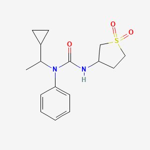 molecular formula C16H22N2O3S B5532974 1-(1-Cyclopropylethyl)-3-(1,1-dioxidotetrahydrothiophen-3-yl)-1-phenylurea 