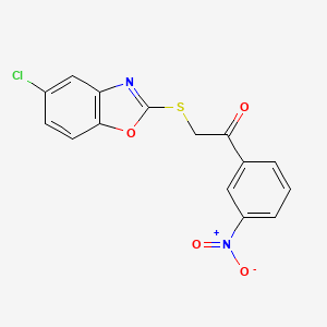molecular formula C15H9ClN2O4S B5532982 2-[(5-Chloro-1,3-benzoxazol-2-yl)sulfanyl]-1-(3-nitrophenyl)ethanone 