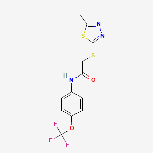 molecular formula C12H10F3N3O2S2 B5533038 2-[(5-methyl-1,3,4-thiadiazol-2-yl)sulfanyl]-N-[4-(trifluoromethoxy)phenyl]acetamide 