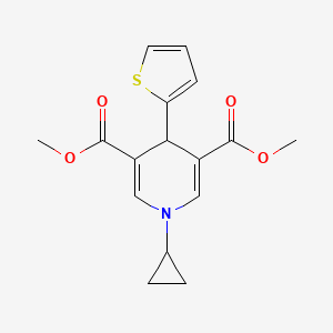 molecular formula C16H17NO4S B5533072 Dimethyl 1-cyclopropyl-4-(thiophen-2-yl)-1,4-dihydropyridine-3,5-dicarboxylate 
