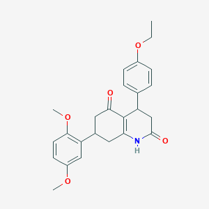 molecular formula C25H27NO5 B5533116 7-(2,5-DIMETHOXYPHENYL)-4-(4-ETHOXYPHENYL)-1,2,3,4,5,6,7,8-OCTAHYDROQUINOLINE-2,5-DIONE 