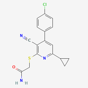 molecular formula C17H14ClN3OS B5533186 2-{[4-(4-CHLOROPHENYL)-3-CYANO-6-CYCLOPROPYL-2-PYRIDYL]SULFANYL}ACETAMIDE 