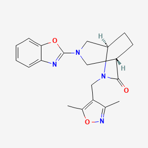 molecular formula C20H22N4O3 B5533291 (1S,5R)-3-(1,3-benzoxazol-2-yl)-6-[(3,5-dimethyl-1,2-oxazol-4-yl)methyl]-3,6-diazabicyclo[3.2.2]nonan-7-one 