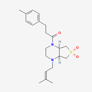 molecular formula C21H30N2O3S B5533301 1-[(4aR,7aS)-1-(3-methylbut-2-enyl)-6,6-dioxo-2,3,4a,5,7,7a-hexahydrothieno[3,4-b]pyrazin-4-yl]-3-(4-methylphenyl)propan-1-one 