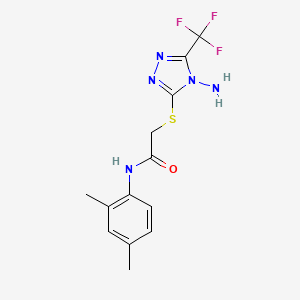 molecular formula C13H14F3N5OS B5533338 2-((4-AMINO-5-(TRI-F-ME)-4H-1,2,4-TRIAZOL-3-YL)THIO)-N-(2,4-DI-ME-PH)ACETAMIDE 