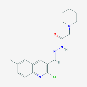 molecular formula C18H21ClN4O B5533411 N'-[(E)-(2-chloro-6-methylquinolin-3-yl)methylidene]-2-(piperidin-1-yl)acetohydrazide 