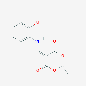molecular formula C14H15NO5 B5533605 5-{[(2-methoxyphenyl)amino]methylidene}-2,2-dimethyl-1,3-dioxane-4,6-dione 