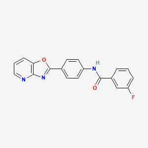 molecular formula C19H12FN3O2 B5533627 3-fluoro-N-[4-([1,3]oxazolo[4,5-b]pyridin-2-yl)phenyl]benzamide 