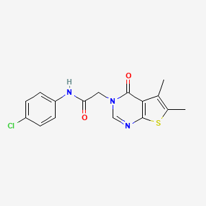 molecular formula C16H14ClN3O2S B5533677 N-(4-chlorophenyl)-2-(5,6-dimethyl-4-oxothieno[2,3-d]pyrimidin-3-yl)acetamide 