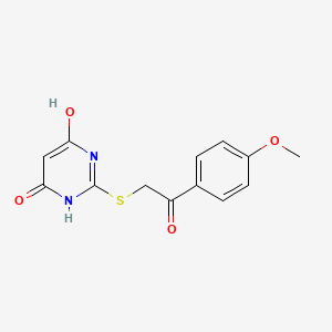 molecular formula C13H12N2O4S B5533813 4-hydroxy-2-[2-(4-methoxyphenyl)-2-oxoethyl]sulfanyl-1H-pyrimidin-6-one 