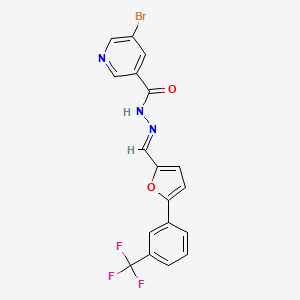 molecular formula C18H11BrF3N3O2 B5533878 5-bromo-N'-[(E)-{5-[3-(trifluoromethyl)phenyl]furan-2-yl}methylidene]pyridine-3-carbohydrazide 