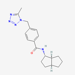 molecular formula C18H23N5O B5533893 N-[(1S,3aS,6aS)-1,2,3,3a,4,5,6,6a-octahydropentalen-1-yl]-4-[(5-methyltetrazol-1-yl)methyl]benzamide 