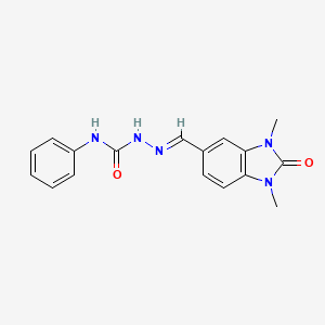 molecular formula C17H17N5O2 B5533970 1-[(E)-(1,3-Dimethyl-2-oxo-benzimidazol-5-yl)methyleneamino]-3-phenyl-urea 