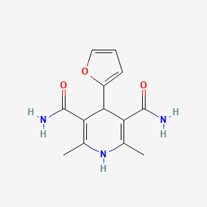 molecular formula C13H15N3O3 B5534046 4-(Furan-2-yl)-2,6-dimethyl-1,4-dihydropyridine-3,5-dicarboxamide 