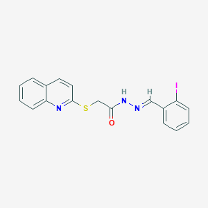molecular formula C18H14IN3OS B5534071 N'-[(E)-(2-iodophenyl)methylidene]-2-(quinolin-2-ylsulfanyl)acetohydrazide 