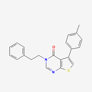 molecular formula C21H18N2OS B5534100 5-(4-Methylphenyl)-3-(2-phenylethyl)thieno[2,3-d]pyrimidin-4-one 