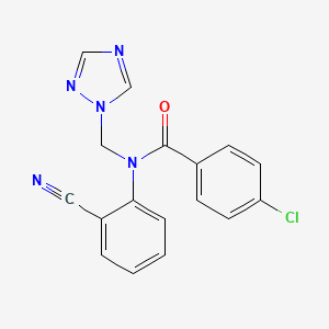 molecular formula C17H12ClN5O B5534206 4-chloro-N-(2-cyanophenyl)-N-(1,2,4-triazol-1-ylmethyl)benzamide 