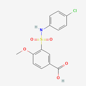 molecular formula C14H12ClNO5S B5534268 3-[(4-Chlorophenyl)sulfamoyl]-4-methoxybenzoic acid 