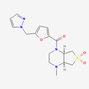 molecular formula C16H20N4O4S B5534284 [(4aR,7aS)-1-methyl-6,6-dioxo-2,3,4a,5,7,7a-hexahydrothieno[3,4-b]pyrazin-4-yl]-[5-(pyrazol-1-ylmethyl)furan-2-yl]methanone 