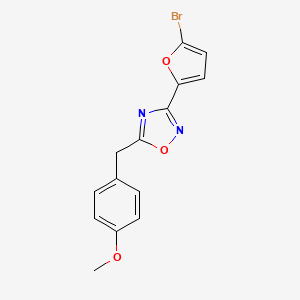 molecular formula C14H11BrN2O3 B5534338 3-(5-bromofuran-2-yl)-5-[(4-methoxyphenyl)methyl]-1,2,4-oxadiazole 