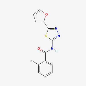 molecular formula C14H11N3O2S B5534550 N-[5-(furan-2-yl)-1,3,4-thiadiazol-2-yl]-2-methylbenzamide 