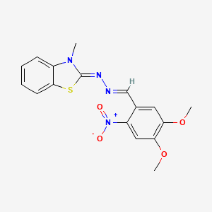 molecular formula C17H16N4O4S B5534566 (2Z)-2-[(2E)-(4,5-dimethoxy-2-nitrobenzylidene)hydrazinylidene]-3-methyl-2,3-dihydro-1,3-benzothiazole 